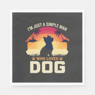 Servilleta De Papel Hombre Simple Que Ama Silueta De Perro Atardecer P