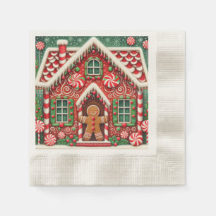 Servilleta De Papel Hombre y casa de pan de jengibre.