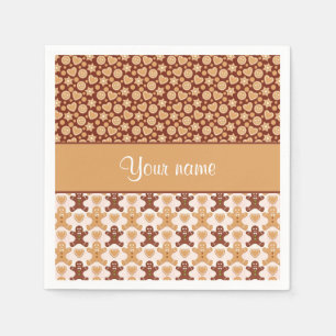 Servilleta De Papel Hombres de pan de jengibre caras y corazones