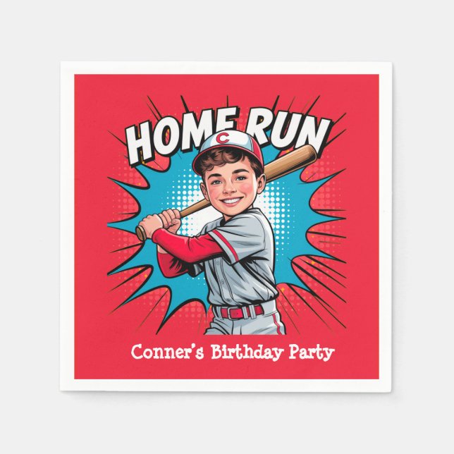 Servilleta De Papel Home Run Boy Baseball Birday Bash (Anverso)