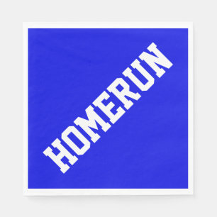 Servilleta De Papel HOMERUN Deportivo Texto de Béisbol Blanco en Azul