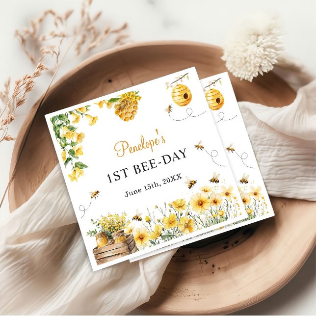 Servilleta De Papel Honey Bee Flower Birthday Baby Shower (Subido por el creador)