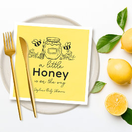 Servilleta De Papel Honey Hand-drawn Jar Bees Yellow Baby Shower