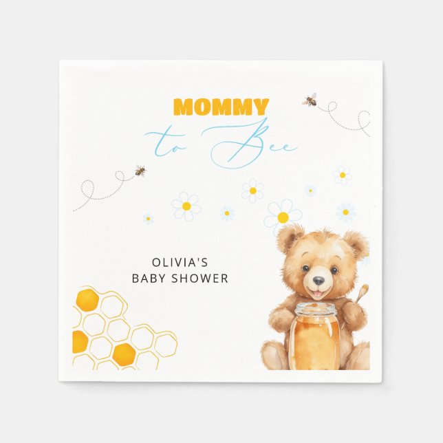 Servilleta De Papel Honey Teddy Bear Boy Chica Baby Shower (Anverso)