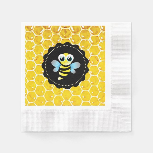 Servilleta De Papel Honeycomb Bumble Bee Baby Shower Napkins (Anverso)