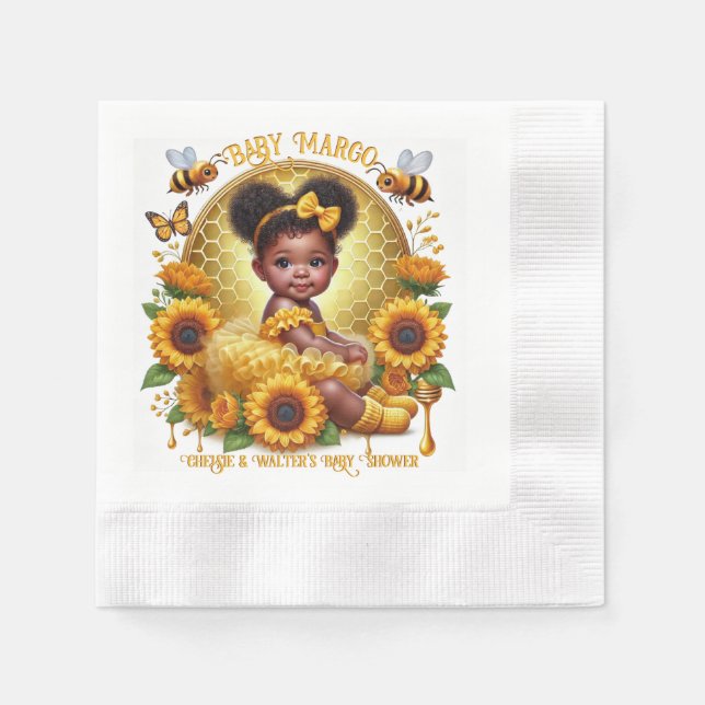 Servilleta De Papel Honeycomb & Sunflowers Cuta Afo Puff Baby Girl (Anverso)