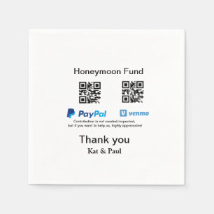 Servilleta De Papel Honeymoon Fund PayPal Venmo código QR gracias
