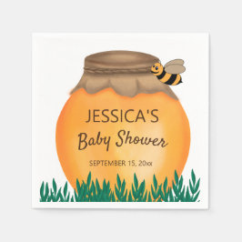 Servilleta De Papel Honeypot Bumblebee Baby Shower White