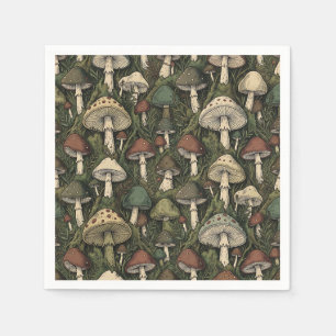 Servilleta De Papel  Hongos del Bosque Vintage Cottagecore Melancólico