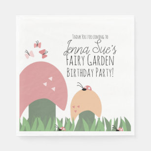 Servilleta De Papel Hongos Jardín Hadas Mariquitas Mariposas