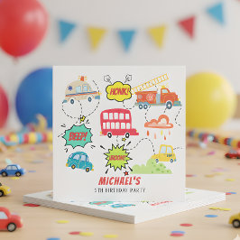 Servilleta De Papel Honk beep vroom vehículos felices cumpleaños