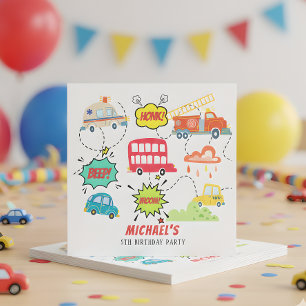 Servilleta De Papel Honk beep vroom vehículos felices cumpleaños