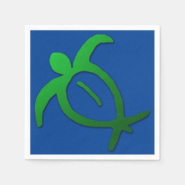 Servilleta De Papel Honu Petroglyph hawaiano en azul (Anverso)