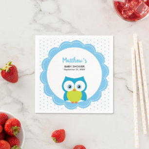 Servilleta De Papel Hoot Owl Woodland Animal Baby Boy Blue