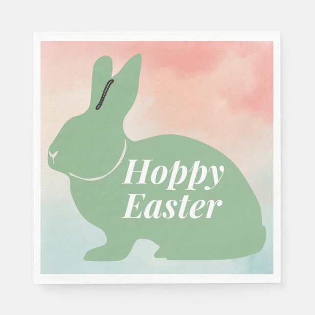 Servilleta De Papel Hoppy Easter Bunny Watercolor Design (Anverso)