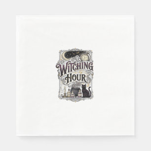 Servilleta De Papel Hora Bruja Grabado Vintage Diseño de Bruja_1