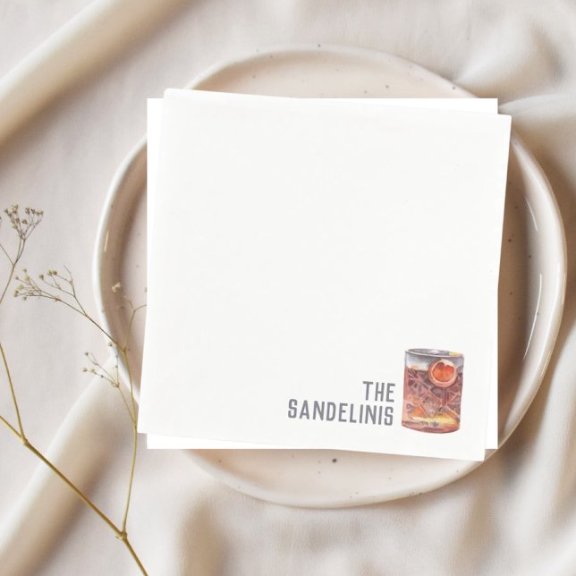 Servilleta De Papel Hora de cóctel Negroni Napkins Wedding (Signature wedding Drink Negroni Cocktail Napkins)