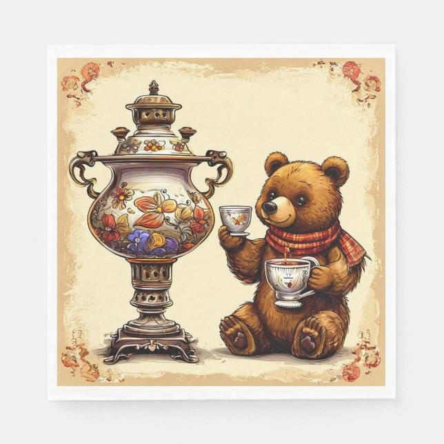 Servilleta De Papel Hora del té con oso (Anverso)