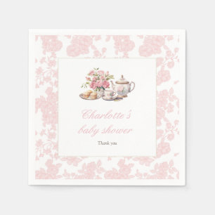 Servilleta De Papel Hora del té Rosa floral Toile Fiesta de bebé