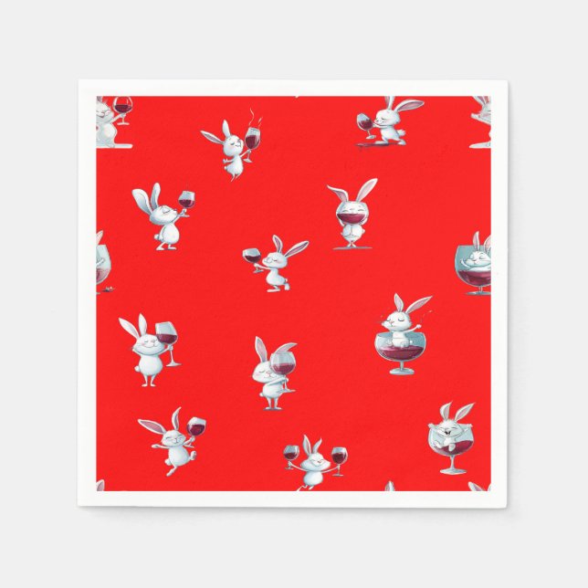 Servilleta De Papel Hora feliz de conejo de Pascua (Anverso)