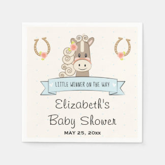 Servilleta De Papel Horario y Rosa Derby Chica de caballos Baby Shower