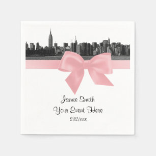 Servilleta De Papel Horizonte amplio de NYC grabado con cinta rosa cla