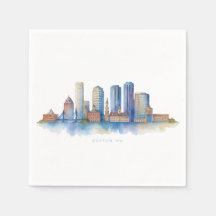 Horizonte de la ciudad de Boston en acuarela | Mod
