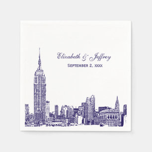 Servilleta De Papel Horizonte de NYC 01 Etchd Colores DIY Boda