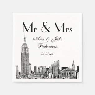 Servilleta De Papel Horizonte de NYC 01 Grabado DIY BG Color Boda Sr S