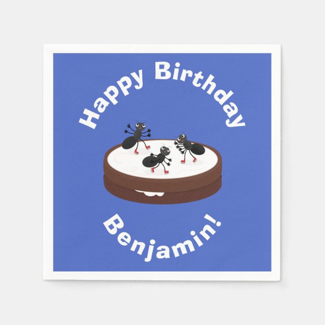 Servilleta De Papel Hormigas felices patinando hielo en personalizado  (Anverso)