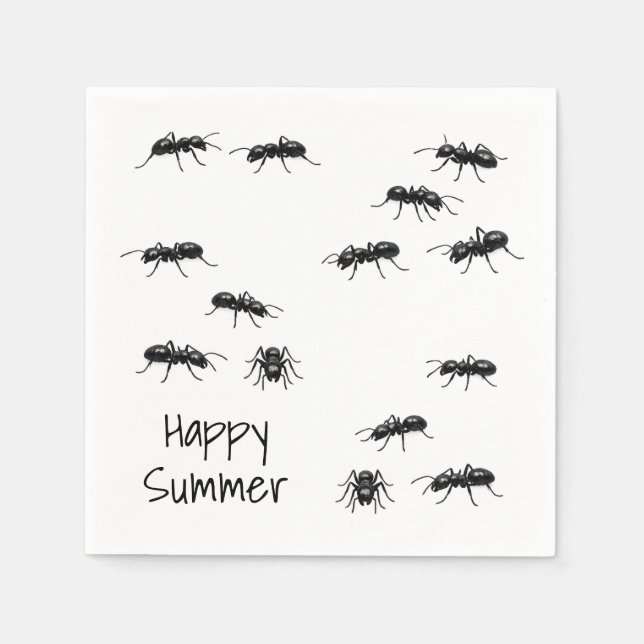 Servilleta De Papel Hormigas Negras Feliz Verano (Anverso)