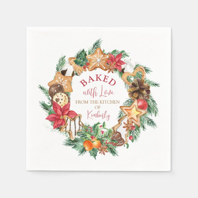 Servilleta De Papel Horneado de amor Navidades de guirnaldas (Anverso)