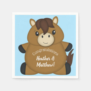 Servilleta De Papel Horse Baby Shower Blue