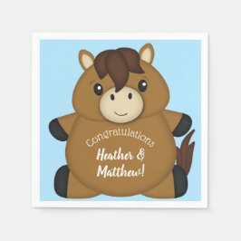 Servilleta De Papel Horse Baby Shower Blue Boy