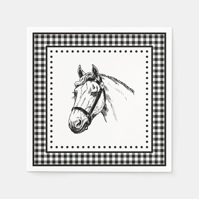 Servilleta De Papel Horse Gingham (Anverso)