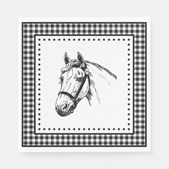 Servilleta De Papel Horse Gingham (Anverso)