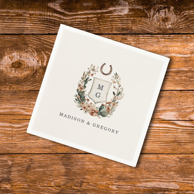 Servilleta De Papel Horseshoe Cactus Western Country Crest Wedding  (Subido por el creador)