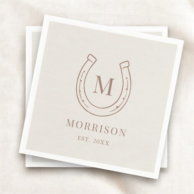 Servilleta De Papel Horseshoe Country Western Monogram Wedding (Subido por el creador)