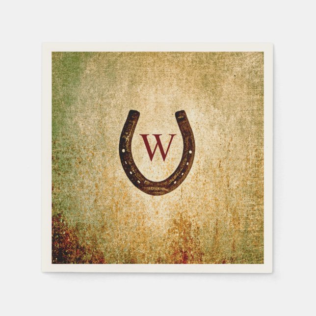 Servilleta De Papel Horseshoe Monogramed Cocktail Napkin (Anverso)