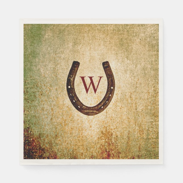 Servilleta De Papel Horseshoe Monogramed Lunch Napkin (Anverso)