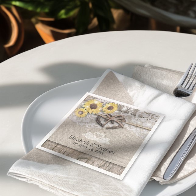 Servilleta De Papel Horseshoes Burlap Lace Sunflower Wedding Shower (Subido por el creador)