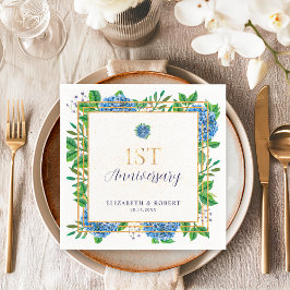 Servilleta De Papel Hortensia Azul 1er Aniversario de Boda