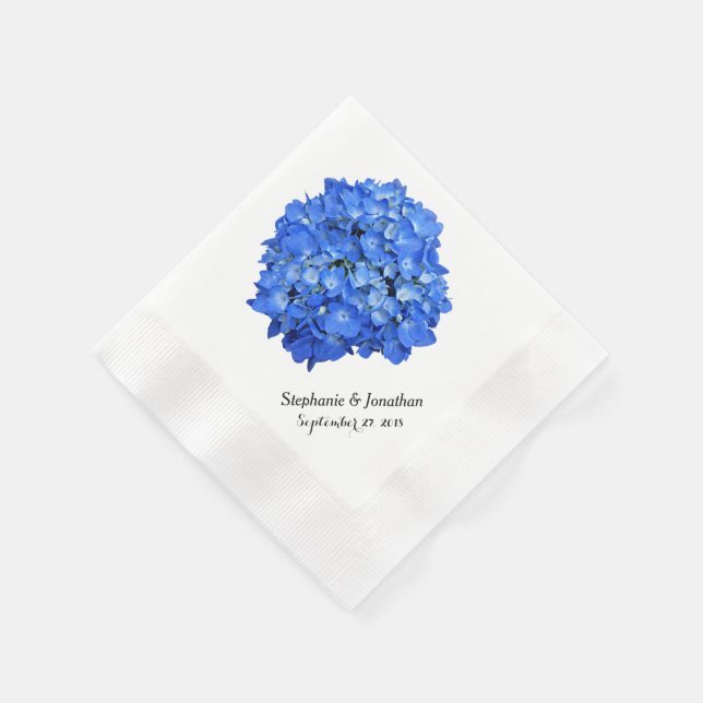 Servilleta De Papel Hortensia Azul de Boda Impecable (Borde)