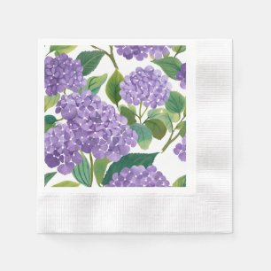 Servilleta De Papel Hortensia Púrpura Floral Acuarela Costera