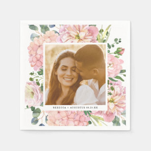 Servilleta De Papel Hortensia Rosa Acuarela Floral Foto