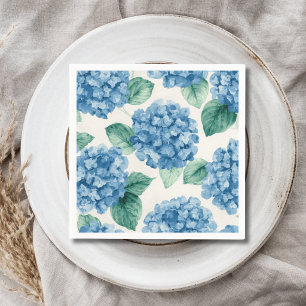 Servilleta De Papel Hortensias Azules Floral Acuarela Botánica Floraci