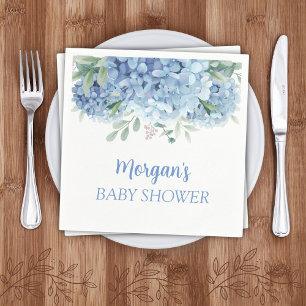 Servilleta De Papel Hortensias Azules Shower de Baby Boy Floral