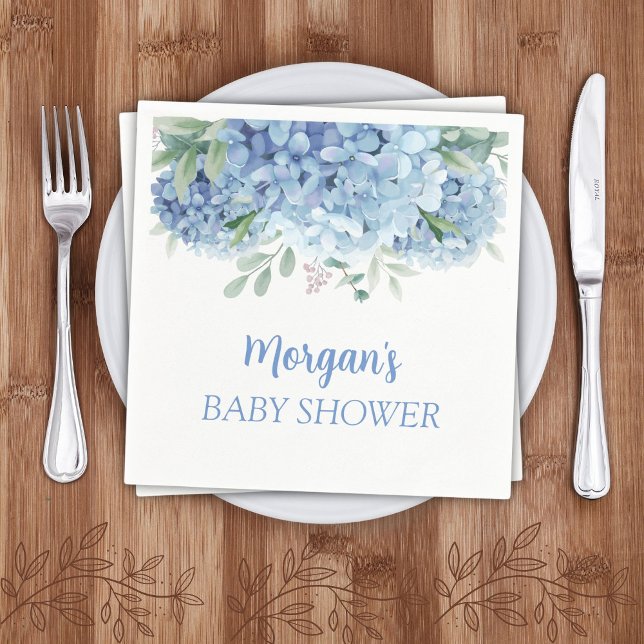 Servilleta De Papel Hortensias Azules Shower de Baby Boy Floral (Subido por el creador)