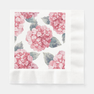 Servilleta De Papel Hortensias rosadas pintura floral de acuarela de f