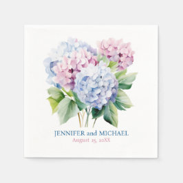 Servilleta De Papel Hortensias rosadas y azules polvorientas para boda